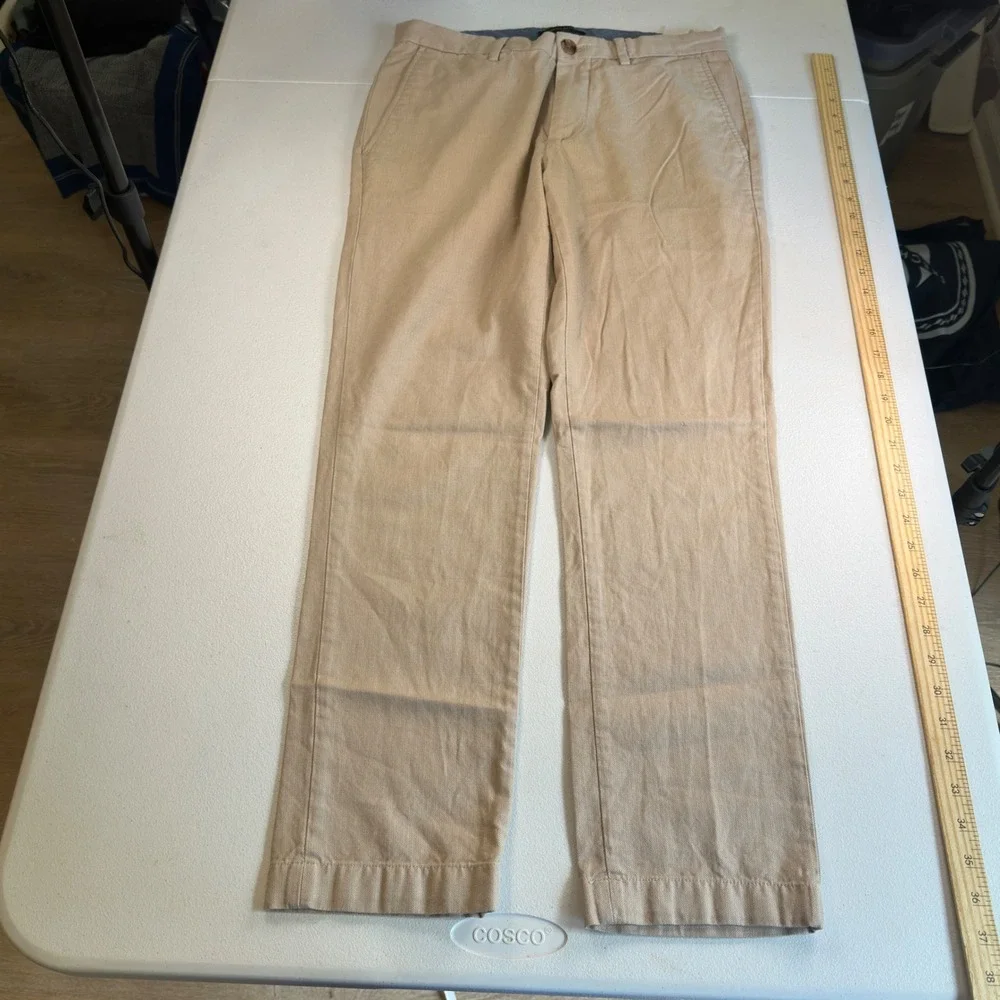 Banana Republic Aiden Slim Chino Pants Mens 30x30 Tan Khaki Herringbone Cotton